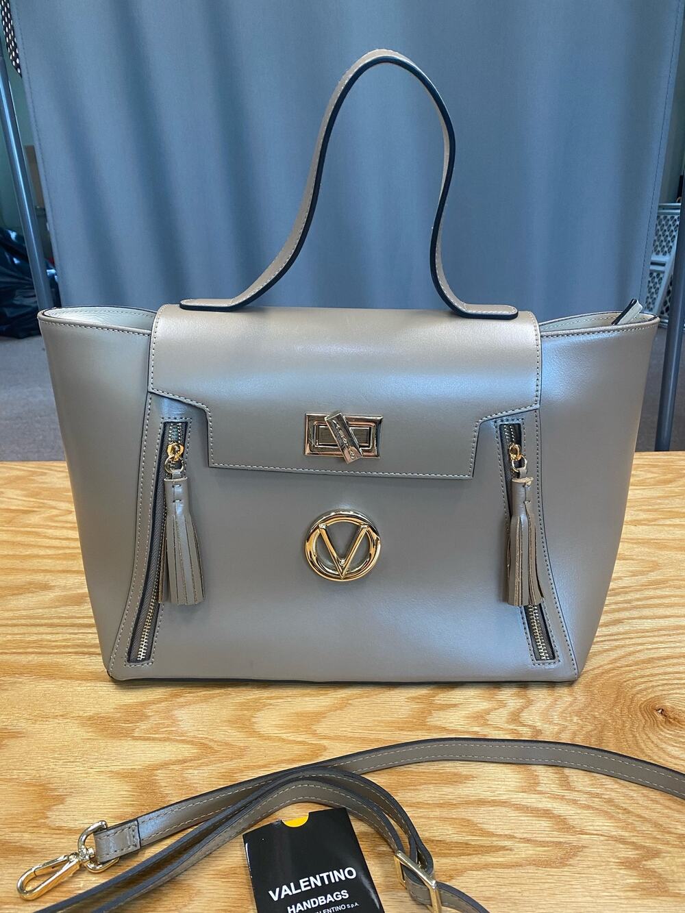 MARIO VALENTINO CAMILLA LEATHER TOTE Taupe